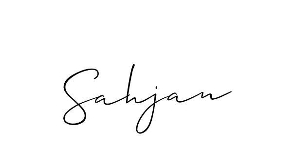 Make a beautiful signature design for name Sahjan. With this signature (Allison_Script) style, you can create a handwritten signature for free. Sahjan signature style 2 images and pictures png