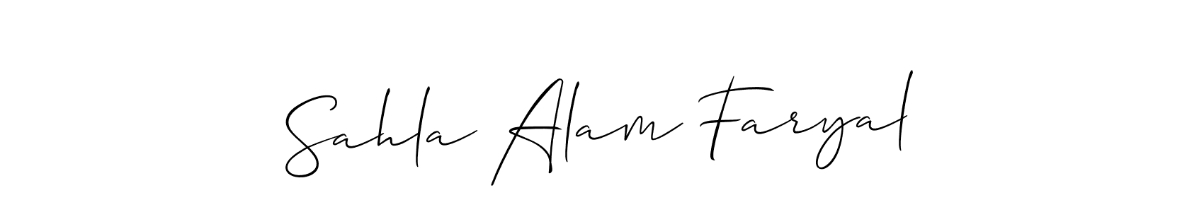 It looks lik you need a new signature style for name Sahla Alam Faryal. Design unique handwritten (Allison_Script) signature with our free signature maker in just a few clicks. Sahla Alam Faryal signature style 2 images and pictures png