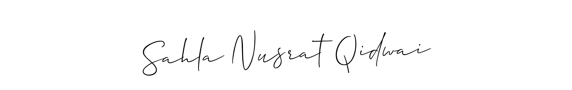 Make a beautiful signature design for name Sahla Nusrat Qidwai. With this signature (Allison_Script) style, you can create a handwritten signature for free. Sahla Nusrat Qidwai signature style 2 images and pictures png