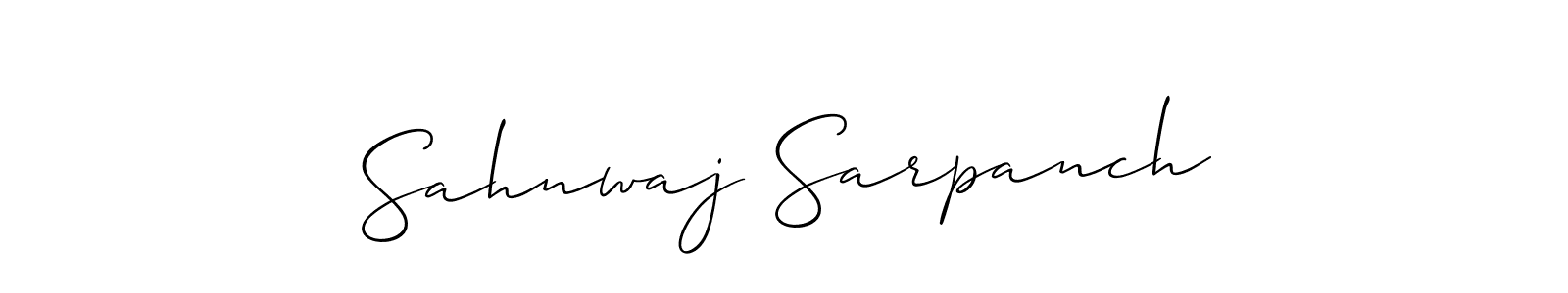 Make a beautiful signature design for name Sahnwaj Sarpanch. With this signature (Allison_Script) style, you can create a handwritten signature for free. Sahnwaj Sarpanch signature style 2 images and pictures png