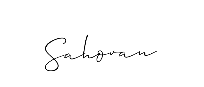 The best way (Allison_Script) to make a short signature is to pick only two or three words in your name. The name Sahovan include a total of six letters. For converting this name. Sahovan signature style 2 images and pictures png