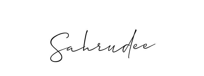 How to make Sahrudee name signature. Use Allison_Script style for creating short signs online. This is the latest handwritten sign. Sahrudee signature style 2 images and pictures png