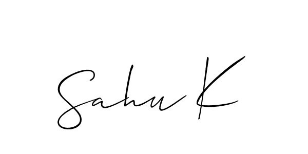 The best way (Allison_Script) to make a short signature is to pick only two or three words in your name. The name Sahu K include a total of six letters. For converting this name. Sahu K signature style 2 images and pictures png