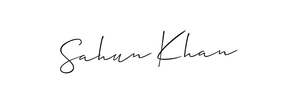 Design your own signature with our free online signature maker. With this signature software, you can create a handwritten (Allison_Script) signature for name Sahun Khan. Sahun Khan signature style 2 images and pictures png