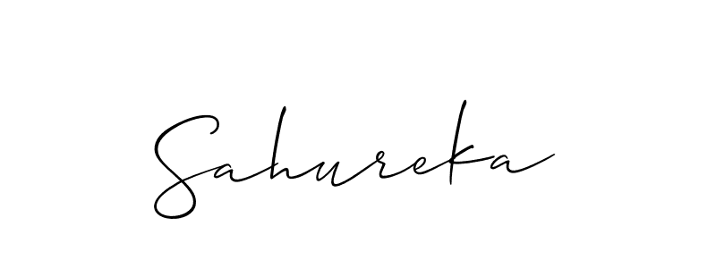 Allison_Script is a professional signature style that is perfect for those who want to add a touch of class to their signature. It is also a great choice for those who want to make their signature more unique. Get Sahureka name to fancy signature for free. Sahureka signature style 2 images and pictures png