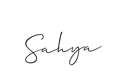 Use a signature maker to create a handwritten signature online. With this signature software, you can design (Allison_Script) your own signature for name Sahya. Sahya signature style 2 images and pictures png