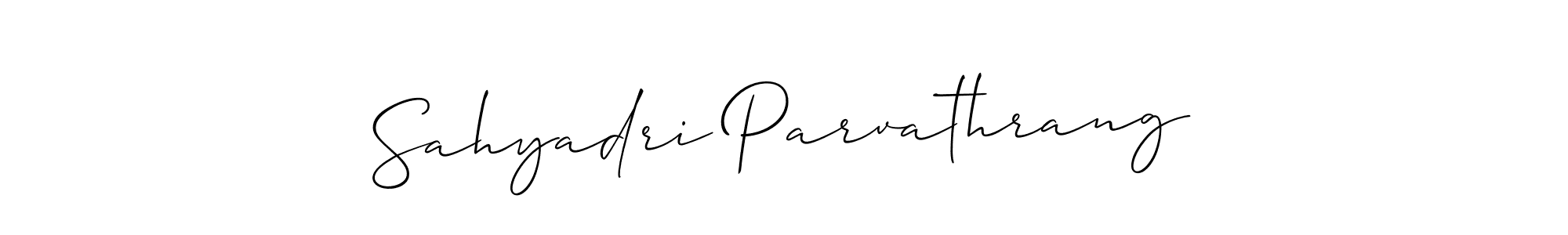 Make a beautiful signature design for name Sahyadri Parvathrang. With this signature (Allison_Script) style, you can create a handwritten signature for free. Sahyadri Parvathrang signature style 2 images and pictures png