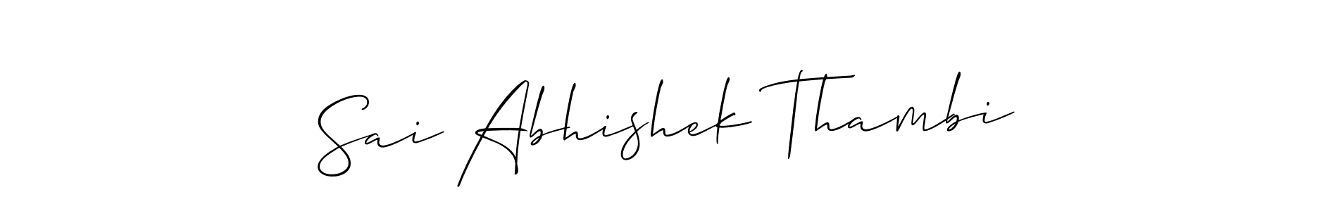 Also You can easily find your signature by using the search form. We will create Sai Abhishek Thambi name handwritten signature images for you free of cost using Allison_Script sign style. Sai Abhishek Thambi signature style 2 images and pictures png