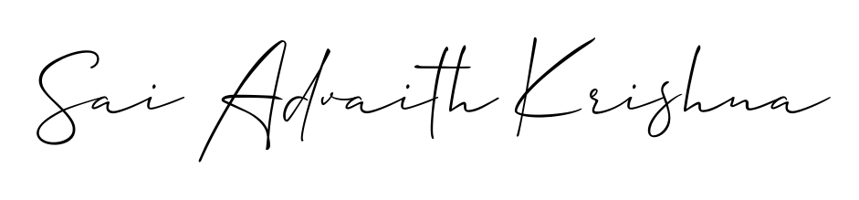 Create your official email sign-off with Sai Advaith Krishna name in Allison_Script style. Crisp, clean, and perfectly legible across all screens. Sai Advaith Krishna signature style 2 images and pictures png