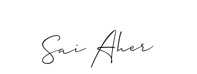 You should practise on your own different ways (Allison_Script) to write your name (Sai Aher) in signature. don't let someone else do it for you. Sai Aher signature style 2 images and pictures png