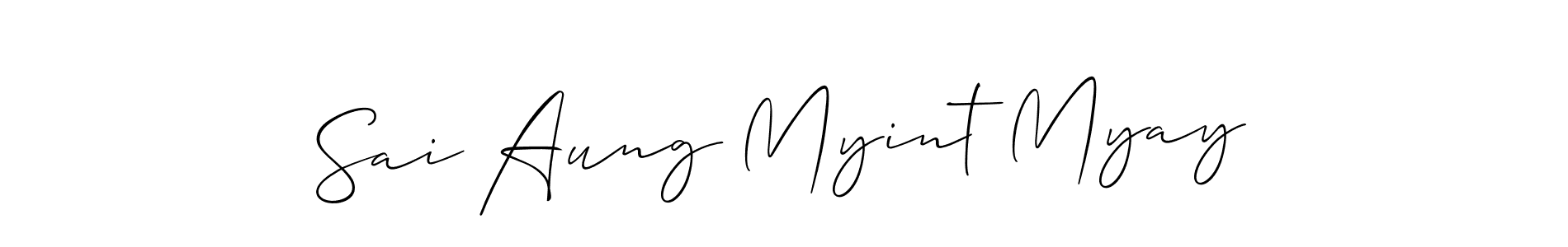 Also You can easily find your signature by using the search form. We will create Sai Aung Myint Myay name handwritten signature images for you free of cost using Allison_Script sign style. Sai Aung Myint Myay signature style 2 images and pictures png