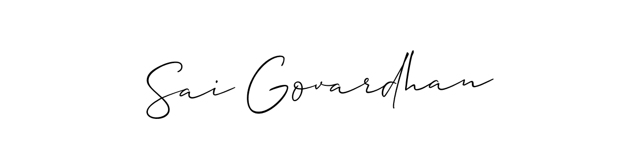 Also You can easily find your signature by using the search form. We will create Sai Govardhan name handwritten signature images for you free of cost using Allison_Script sign style. Sai Govardhan signature style 2 images and pictures png