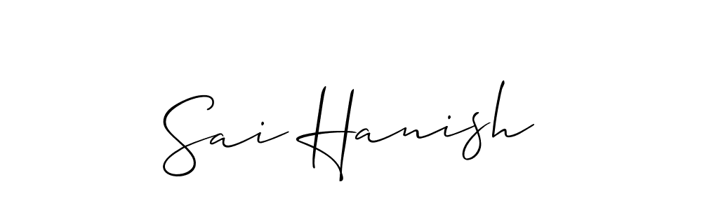 The best way (Allison_Script) to make a short signature is to pick only two or three words in your name. The name Sai Hanish include a total of six letters. For converting this name. Sai Hanish signature style 2 images and pictures png
