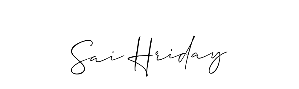 Allison_Script is a professional signature style that is perfect for those who want to add a touch of class to their signature. It is also a great choice for those who want to make their signature more unique. Get Sai Hriday name to fancy signature for free. Sai Hriday signature style 2 images and pictures png