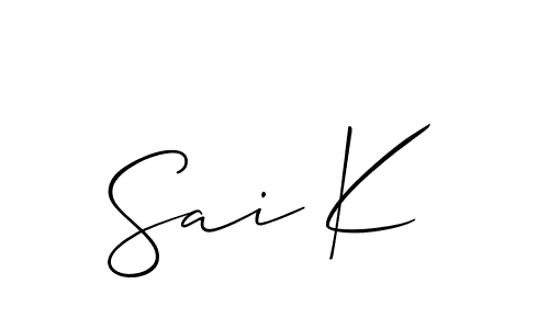 Allison_Script is a professional signature style that is perfect for those who want to add a touch of class to their signature. It is also a great choice for those who want to make their signature more unique. Get Sai K name to fancy signature for free. Sai K signature style 2 images and pictures png