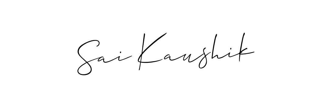 The best way (Allison_Script) to make a short signature is to pick only two or three words in your name. The name Sai Kaushik include a total of six letters. For converting this name. Sai Kaushik signature style 2 images and pictures png