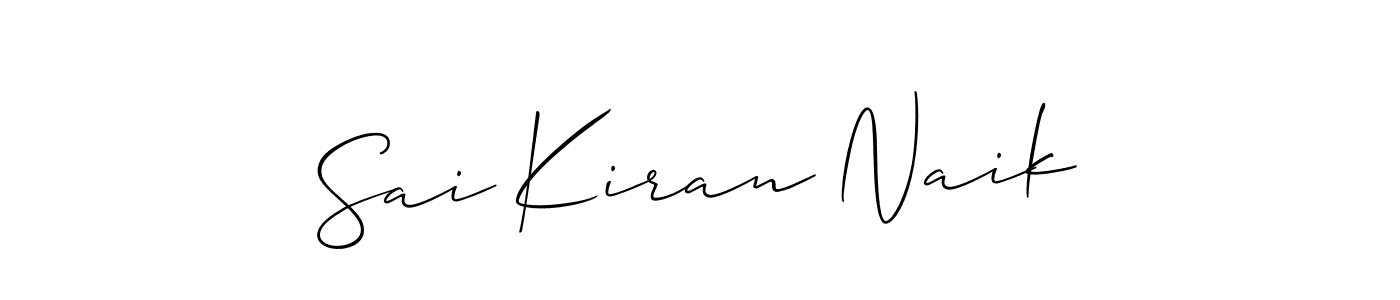 The best way (Allison_Script) to make a short signature is to pick only two or three words in your name. The name Sai Kiran Naik include a total of six letters. For converting this name. Sai Kiran Naik signature style 2 images and pictures png