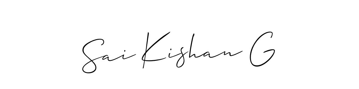 The best way (Allison_Script) to make a short signature is to pick only two or three words in your name. The name Sai Kishan G include a total of six letters. For converting this name. Sai Kishan G signature style 2 images and pictures png