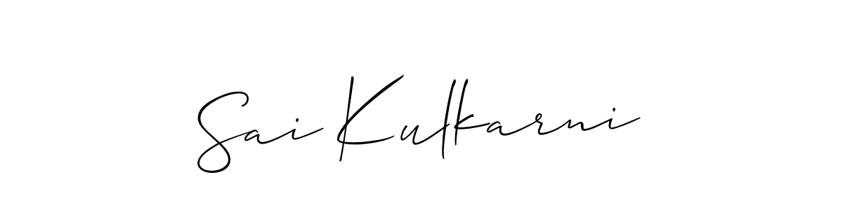 You should practise on your own different ways (Allison_Script) to write your name (Sai Kulkarni) in signature. don't let someone else do it for you. Sai Kulkarni signature style 2 images and pictures png