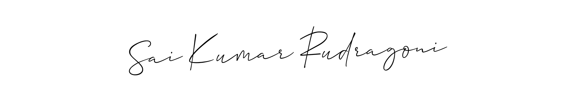 The best way (Allison_Script) to make a short signature is to pick only two or three words in your name. The name Sai Kumar Rudragoni include a total of six letters. For converting this name. Sai Kumar Rudragoni signature style 2 images and pictures png