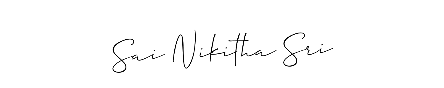 The best way (Allison_Script) to make a short signature is to pick only two or three words in your name. The name Sai Nikitha Sri include a total of six letters. For converting this name. Sai Nikitha Sri signature style 2 images and pictures png