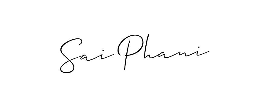 You can use this online signature creator to create a handwritten signature for the name Sai Phani. This is the best online autograph maker. Sai Phani signature style 2 images and pictures png