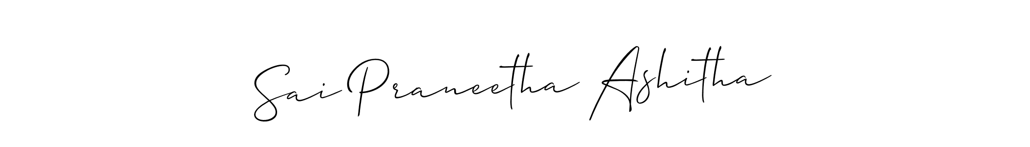 It looks lik you need a new signature style for name Sai Praneetha Ashitha. Design unique handwritten (Allison_Script) signature with our free signature maker in just a few clicks. Sai Praneetha Ashitha signature style 2 images and pictures png