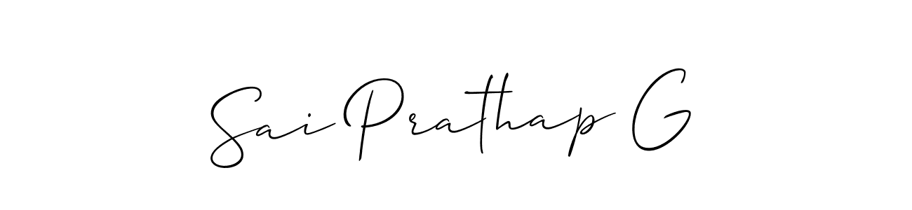 Use a signature maker to create a handwritten signature online. With this signature software, you can design (Allison_Script) your own signature for name Sai Prathap G. Sai Prathap G signature style 2 images and pictures png