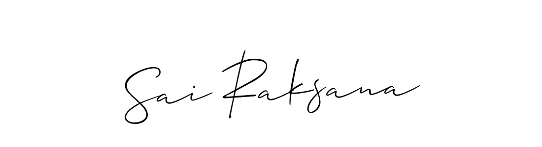 How to make Sai Raksana name signature. Use Allison_Script style for creating short signs online. This is the latest handwritten sign. Sai Raksana signature style 2 images and pictures png