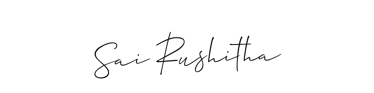 How to make Sai Rushitha name signature. Use Allison_Script style for creating short signs online. This is the latest handwritten sign. Sai Rushitha signature style 2 images and pictures png