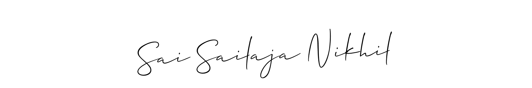 You should practise on your own different ways (Allison_Script) to write your name (Sai Sailaja Nikhil) in signature. don't let someone else do it for you. Sai Sailaja Nikhil signature style 2 images and pictures png