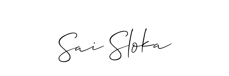Create a beautiful signature design for name Sai Sloka. With this signature (Allison_Script) fonts, you can make a handwritten signature for free. Sai Sloka signature style 2 images and pictures png