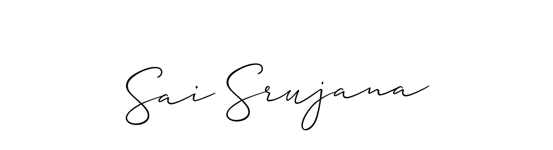 Also You can easily find your signature by using the search form. We will create Sai Srujana name handwritten signature images for you free of cost using Allison_Script sign style. Sai Srujana signature style 2 images and pictures png