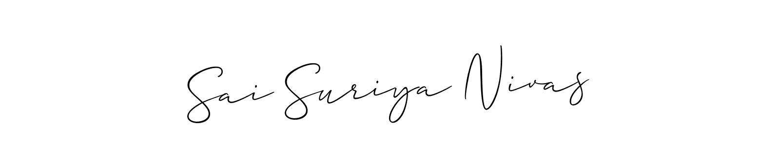 How to make Sai Suriya Nivas name signature. Use Allison_Script style for creating short signs online. This is the latest handwritten sign. Sai Suriya Nivas signature style 2 images and pictures png