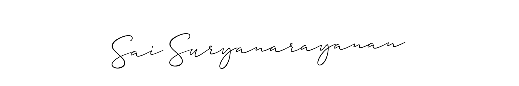 Also You can easily find your signature by using the search form. We will create Sai Suryanarayanan name handwritten signature images for you free of cost using Allison_Script sign style. Sai Suryanarayanan signature style 2 images and pictures png