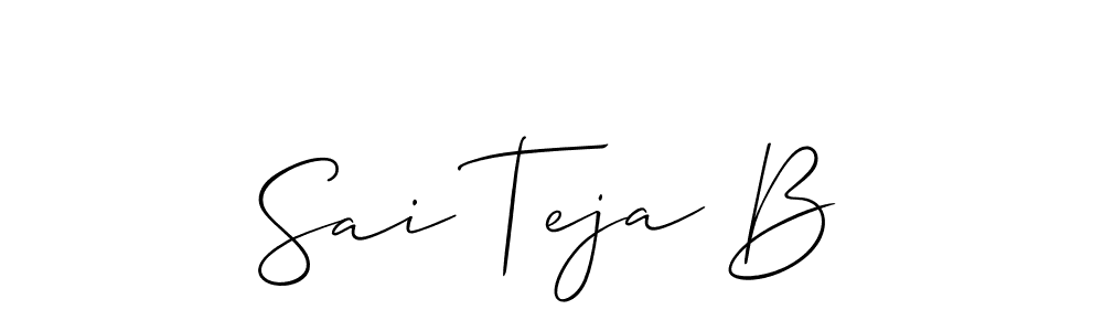 The best way (Allison_Script) to make a short signature is to pick only two or three words in your name. The name Sai Teja B include a total of six letters. For converting this name. Sai Teja B signature style 2 images and pictures png