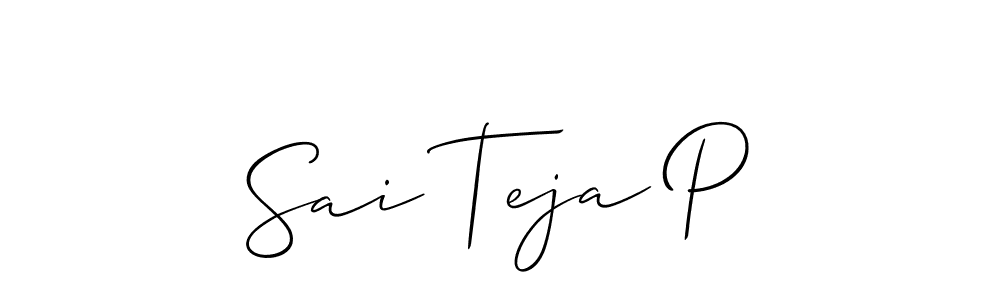 if you are searching for the best signature style for your name Sai Teja P. so please give up your signature search. here we have designed multiple signature styles  using Allison_Script. Sai Teja P signature style 2 images and pictures png