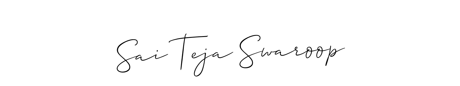 How to make Sai Teja Swaroop name signature. Use Allison_Script style for creating short signs online. This is the latest handwritten sign. Sai Teja Swaroop signature style 2 images and pictures png