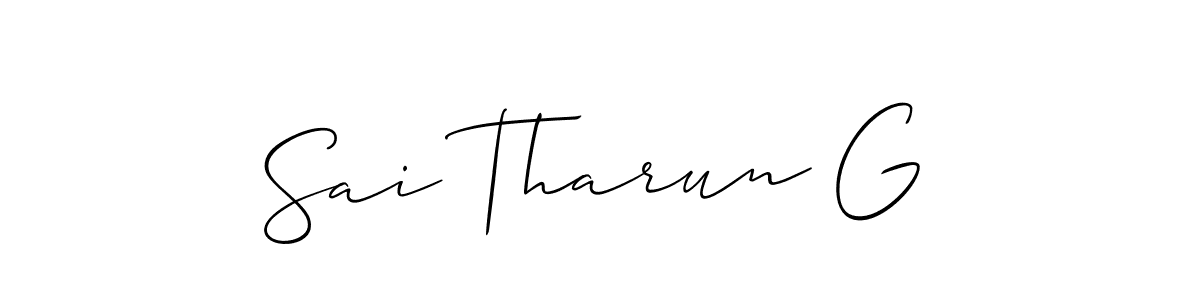 How to make Sai Tharun G name signature. Use Allison_Script style for creating short signs online. This is the latest handwritten sign. Sai Tharun G signature style 2 images and pictures png