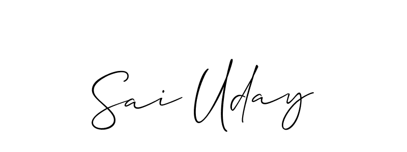 Allison_Script is a professional signature style that is perfect for those who want to add a touch of class to their signature. It is also a great choice for those who want to make their signature more unique. Get Sai Uday name to fancy signature for free. Sai Uday signature style 2 images and pictures png