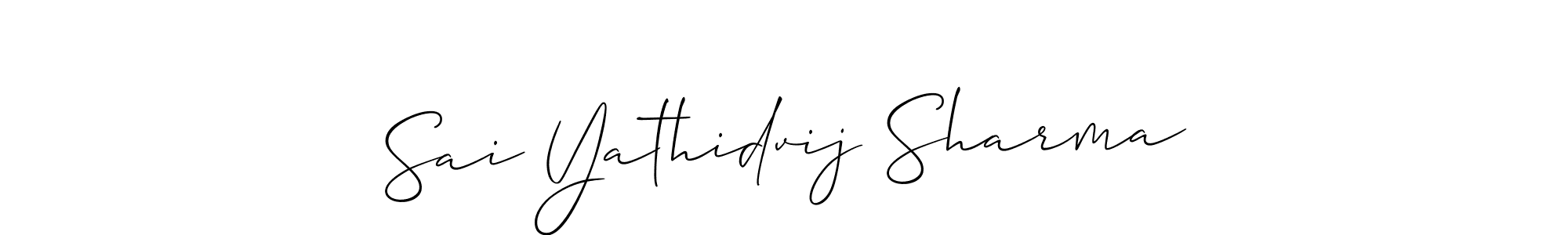 The best way (Allison_Script) to make a short signature is to pick only two or three words in your name. The name Sai Yathidvij Sharma include a total of six letters. For converting this name. Sai Yathidvij Sharma signature style 2 images and pictures png