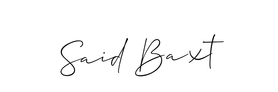 The best way (Allison_Script) to make a short signature is to pick only two or three words in your name. The name Said Baxt include a total of six letters. For converting this name. Said Baxt signature style 2 images and pictures png