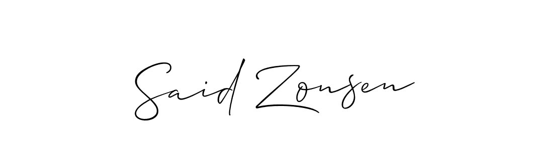 The best way (Allison_Script) to make a short signature is to pick only two or three words in your name. The name Said Zonsen include a total of six letters. For converting this name. Said Zonsen signature style 2 images and pictures png
