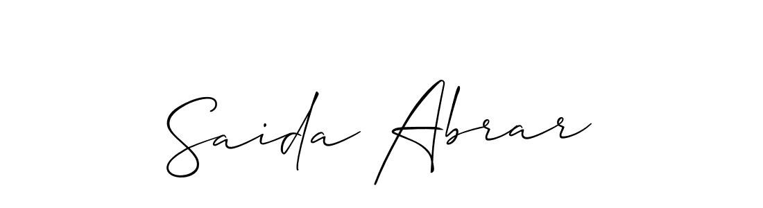 if you are searching for the best signature style for your name Saida Abrar. so please give up your signature search. here we have designed multiple signature styles  using Allison_Script. Saida Abrar signature style 2 images and pictures png