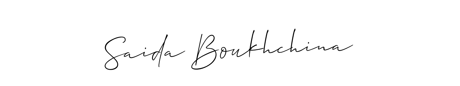 Create a beautiful signature design for name Saida Boukhchina. With this signature (Allison_Script) fonts, you can make a handwritten signature for free. Saida Boukhchina signature style 2 images and pictures png