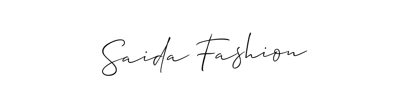 Create a beautiful signature design for name Saida Fashion. With this signature (Allison_Script) fonts, you can make a handwritten signature for free. Saida Fashion signature style 2 images and pictures png