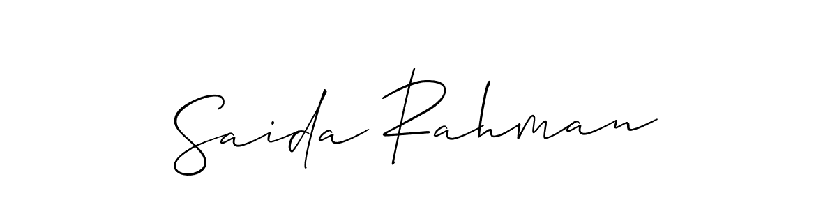 Create a beautiful signature design for name Saida Rahman. With this signature (Allison_Script) fonts, you can make a handwritten signature for free. Saida Rahman signature style 2 images and pictures png