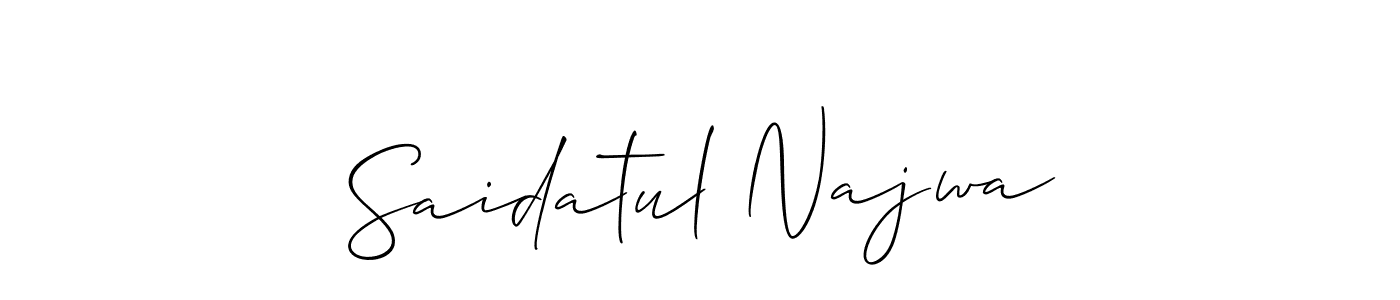 Use a signature maker to create a handwritten signature online. With this signature software, you can design (Allison_Script) your own signature for name Saidatul Najwa. Saidatul Najwa signature style 2 images and pictures png