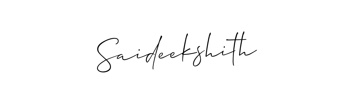 You should practise on your own different ways (Allison_Script) to write your name (Saideekshith) in signature. don't let someone else do it for you. Saideekshith signature style 2 images and pictures png