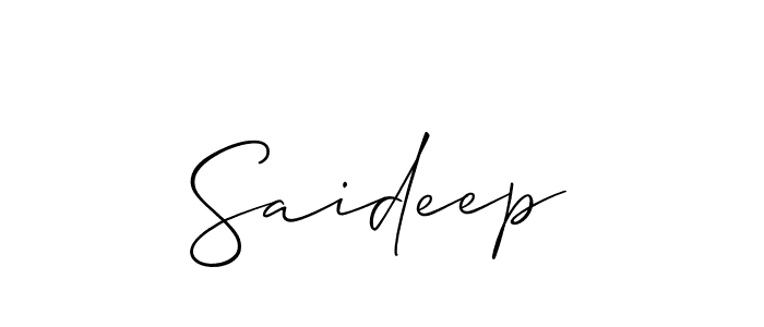 The best way (Allison_Script) to make a short signature is to pick only two or three words in your name. The name Saideep include a total of six letters. For converting this name. Saideep signature style 2 images and pictures png